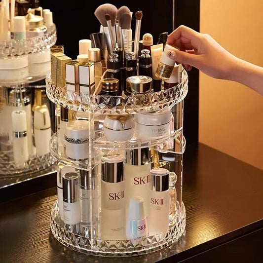 Rotating Crystal Makeup Organizer
